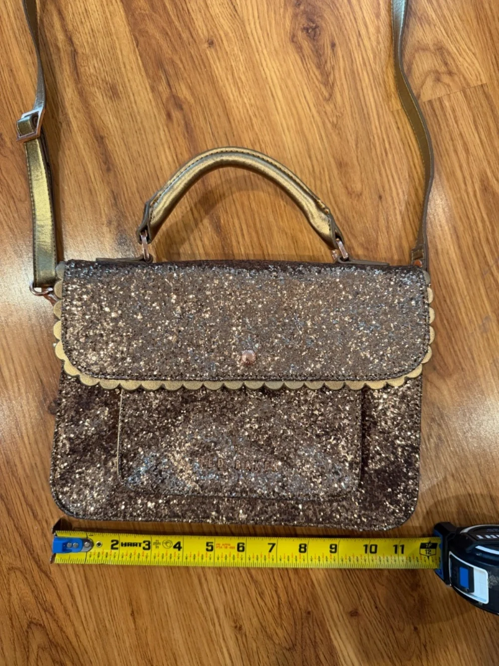 Ted Baker crossbody glitter satchel - bronze color